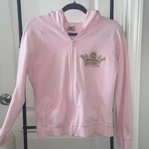 Yvette Mandell Vintage Soft Pink Track Suit Jacket - Sz L - Sparkly Crown Emblem
